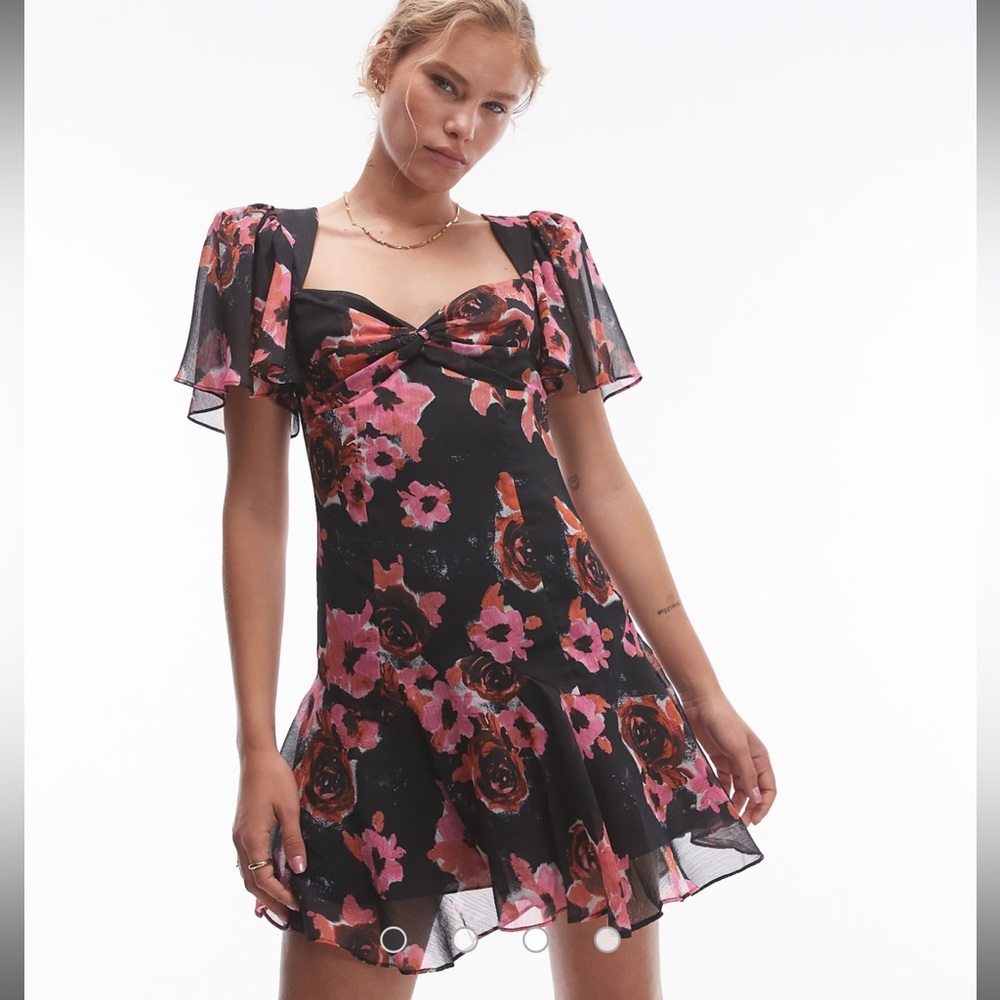 Floral Black and Pink Dress